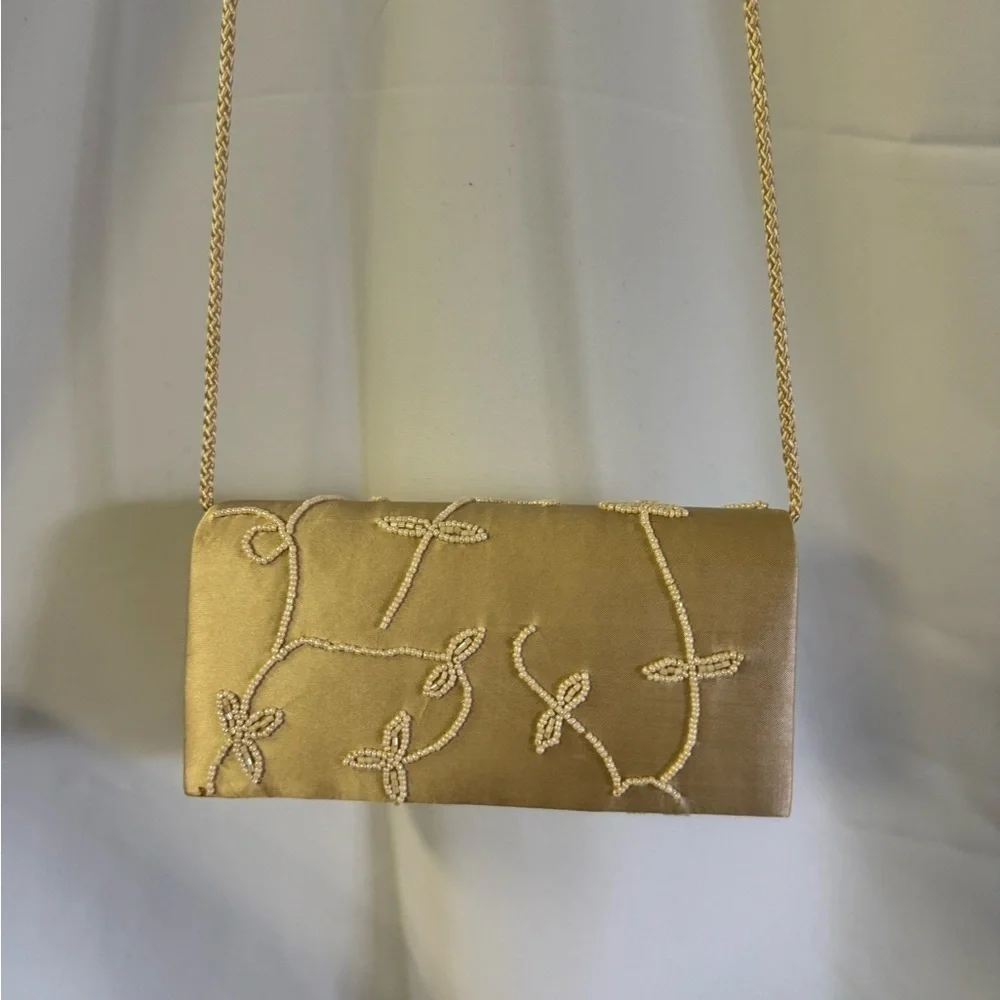 Beaded Clutch /‎ Purse Tan